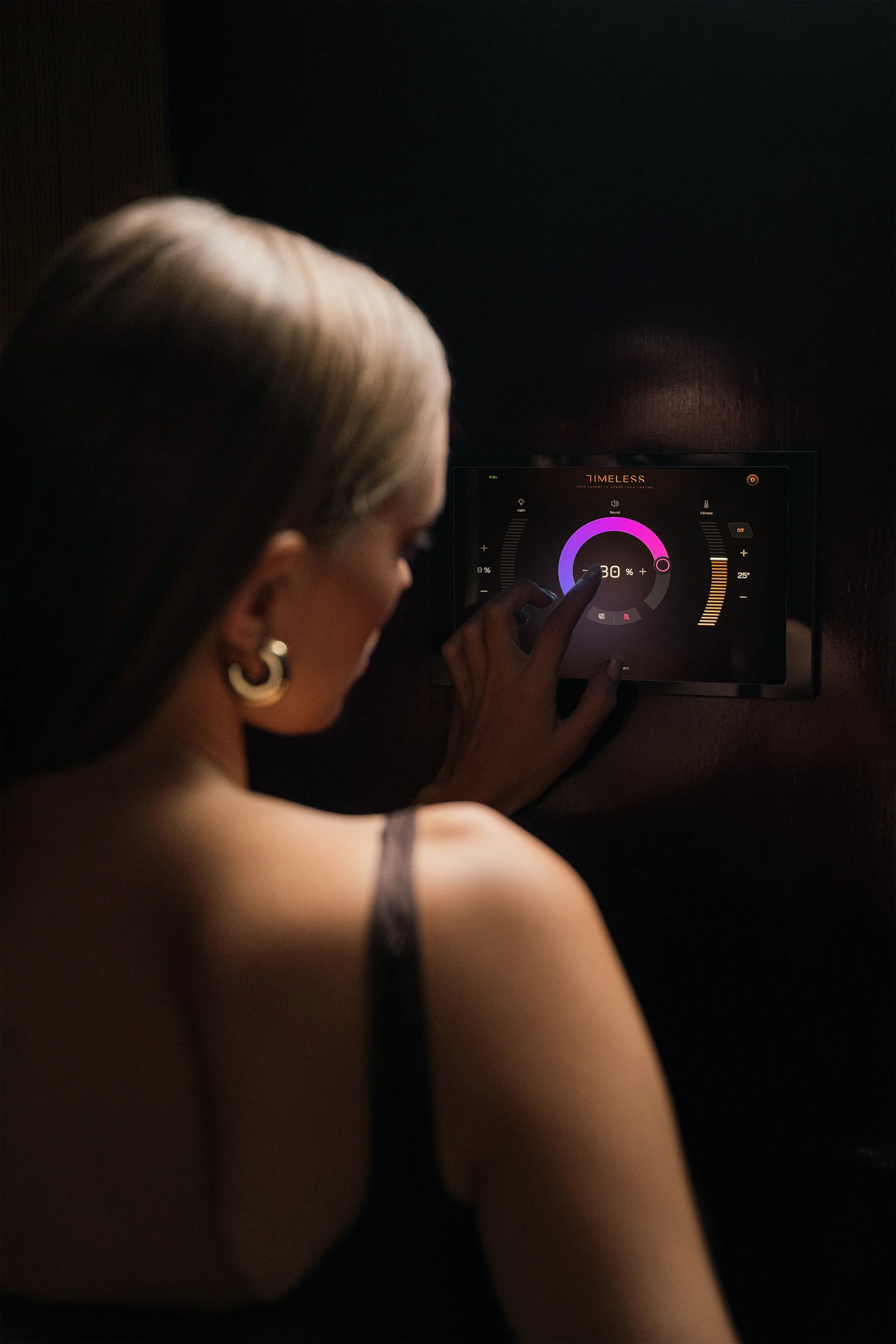 Adjust light, temperature and volume to suit your preferences